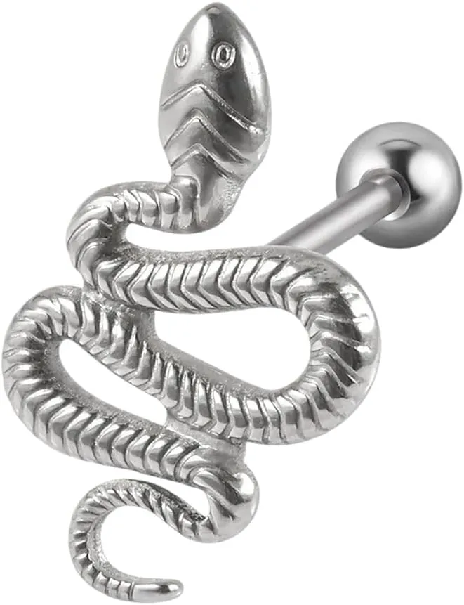 New For Trendy 2025 1Pc Surgical Steel Snake Tongue Piercing Studs Finger Star Cool Punk Hip Hop Rock Spider Tongue Barbell Rings Body Jewelry Fashion Accessories Creative Gift