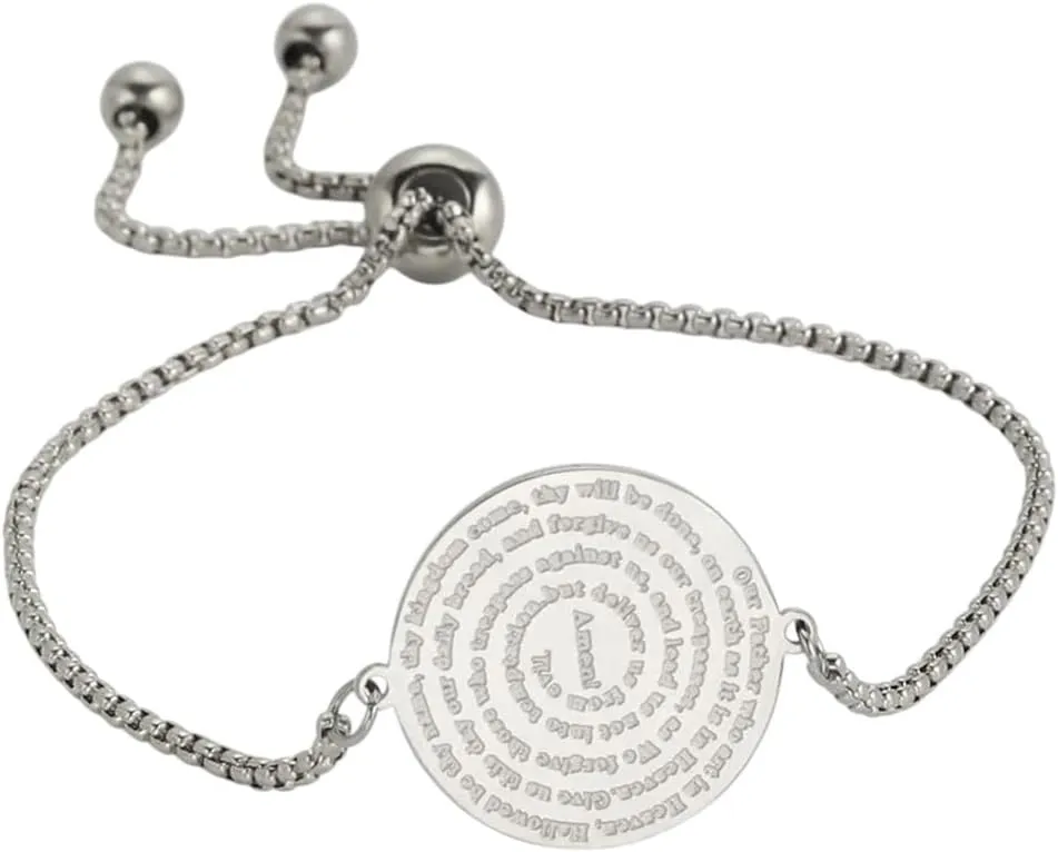 New For Trendy 2025 Bible Verse Prayer Bracelet For Women Christian Jewelry Coin Medal Charm Amulet Stainless Steel Religious Gift Jewelry Fashion Accessories Creative Gift