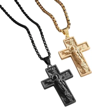 New For Trendy 2025 Christian Jesus Cross Pendant God Necklace Vintage Catholic Prayer Amulet Jewelry Gifts For Men Women Jewelry Fashion Accessories Creative Gift