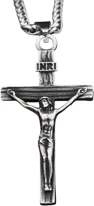 New For Trendy 2025 Fashion Vintage Jesus Cross Necklace Stainless Steel Vintage Punk Jesus Pendant For Men Amulet Jewelry Gifts Fashion Accessories Creative Gift