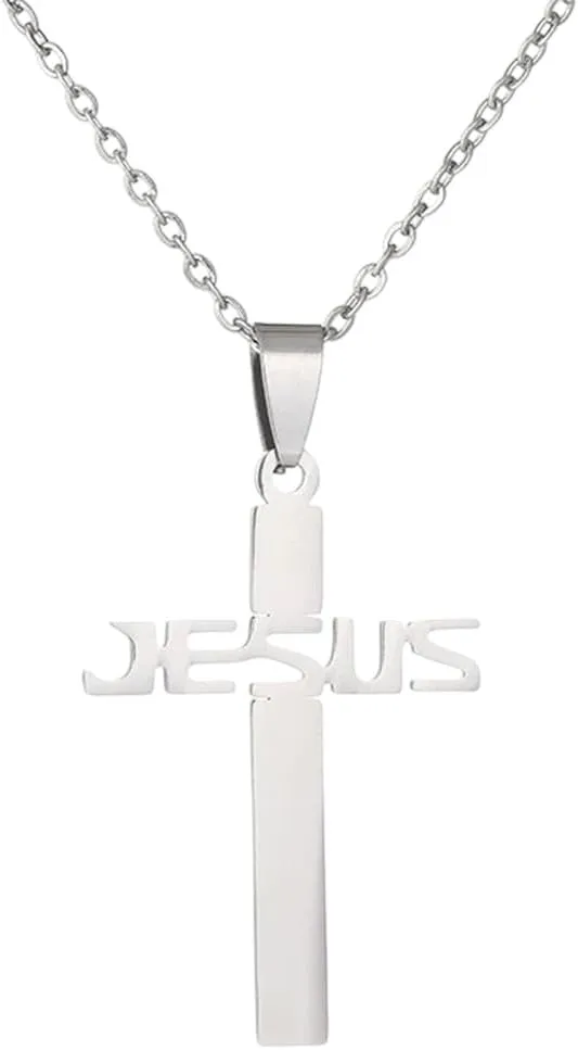 New For Trendy 2025 Jesus Cross Pendant Necklace Religious Jewelry For Men/Women Stainless Steel Chain Christian Symbol Nice Gift Jewelry Fashion Accessories Creative Gift