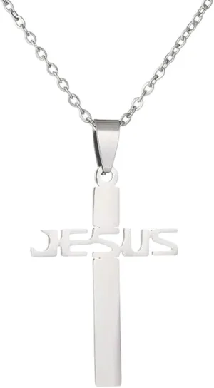 New For Trendy 2025 Jesus Cross Pendant Necklace Religious Jewelry For Men/Women Stainless Steel Chain Christian Symbol Nice Gift Jewelry Fashion Accessories Creative Gift