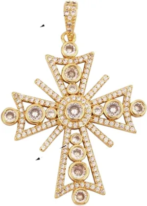 New For Trendy 2025 Religious Jesus Cross Charm Pendant, 18K Gold Plated Cubic Zirconia Cz Paved, Jewelry Necklace Bracelet Accessories Supplies Jewelry Fashion Accessories Creative Gift