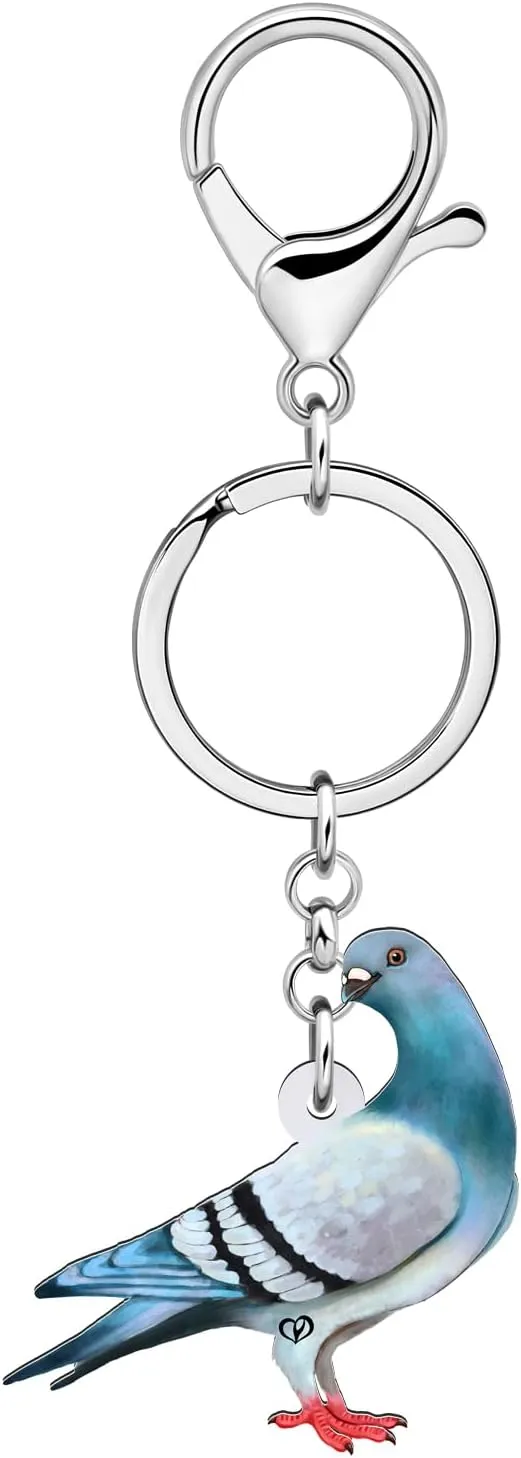 NEWEI Acrylic Pigeon Keychain Key Chain Bird Keychains Keyrings for Women Girls Bag Purse Accessories Gifts Charms