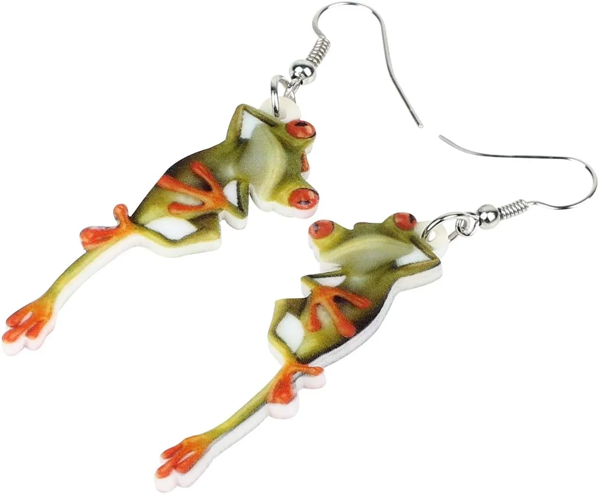 NEWEI Cute Weird Acrylic Frog Earrings Dangle Funny Animals Jewelry for Women Accessories Charms