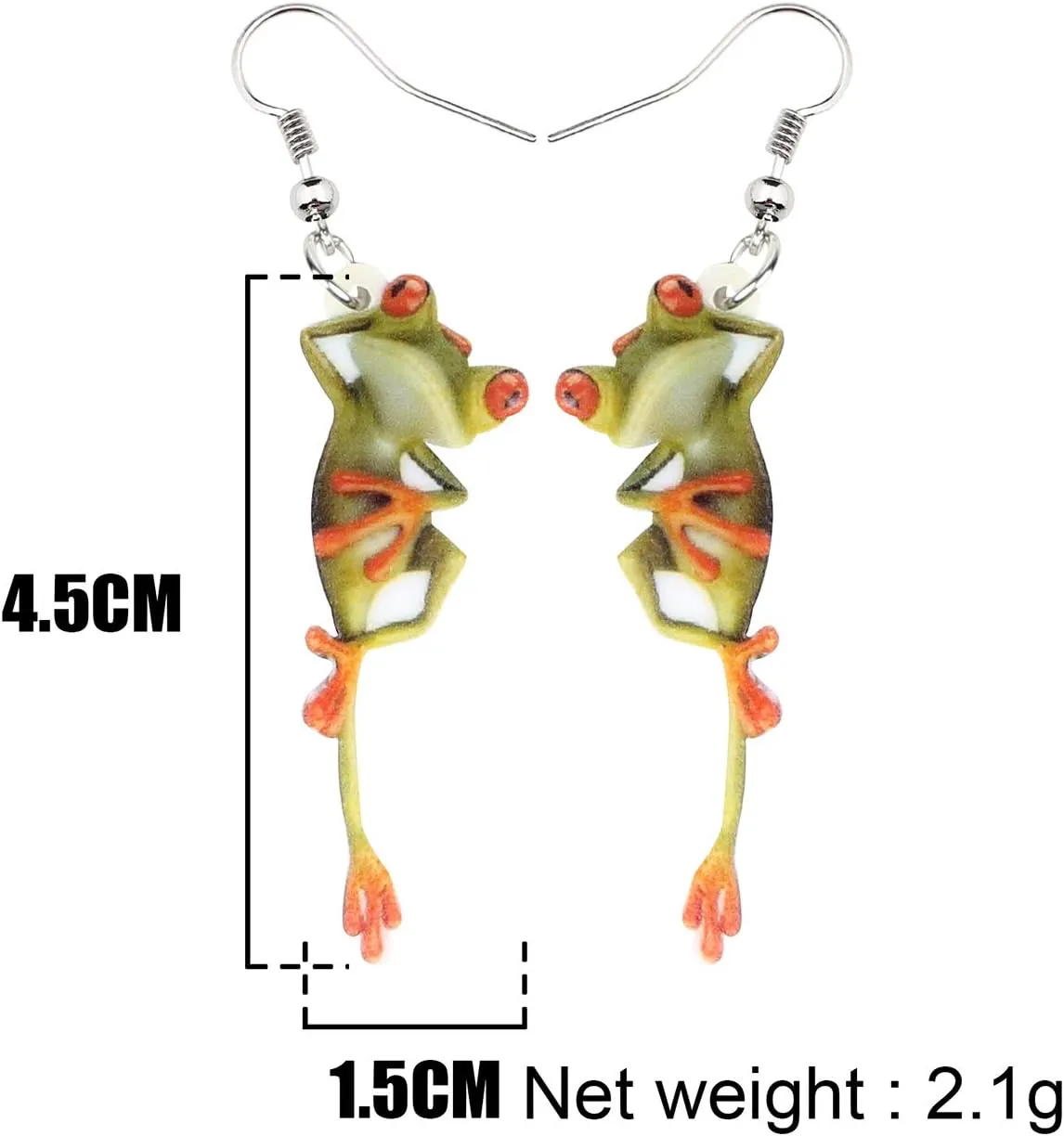NEWEI Cute Weird Acrylic Frog Earrings Dangle Funny Animals Jewelry for Women Accessories Charms