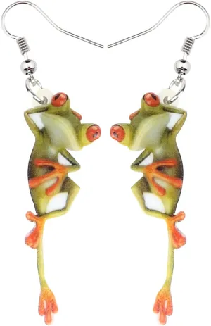 NEWEI Cute Weird Acrylic Frog Earrings Dangle Funny Animals Jewelry for Women Accessories Charms