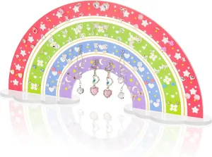 NiHome Acrylic Rainbow Earring Holder, 172 Holes Rainbow Jewelry Display Ear Studs Show Rack Stand Plastic Holder Acrylic Earring Rack Organizer for Girls and Women (Solid Rainbow Colors)