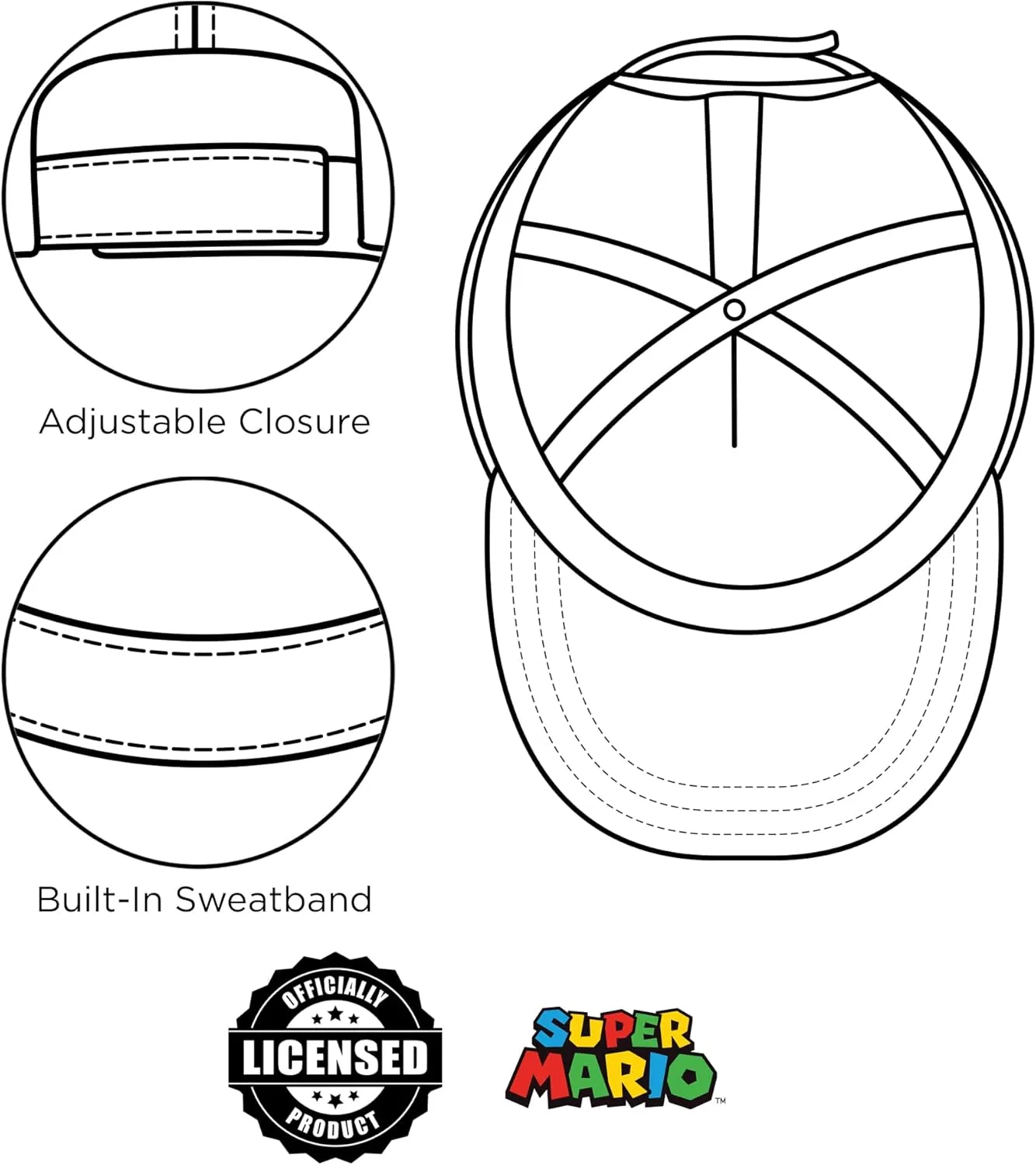 Nintendo Boys Super Mario Bros. Cotton Baseball Cap (Size 4-7)