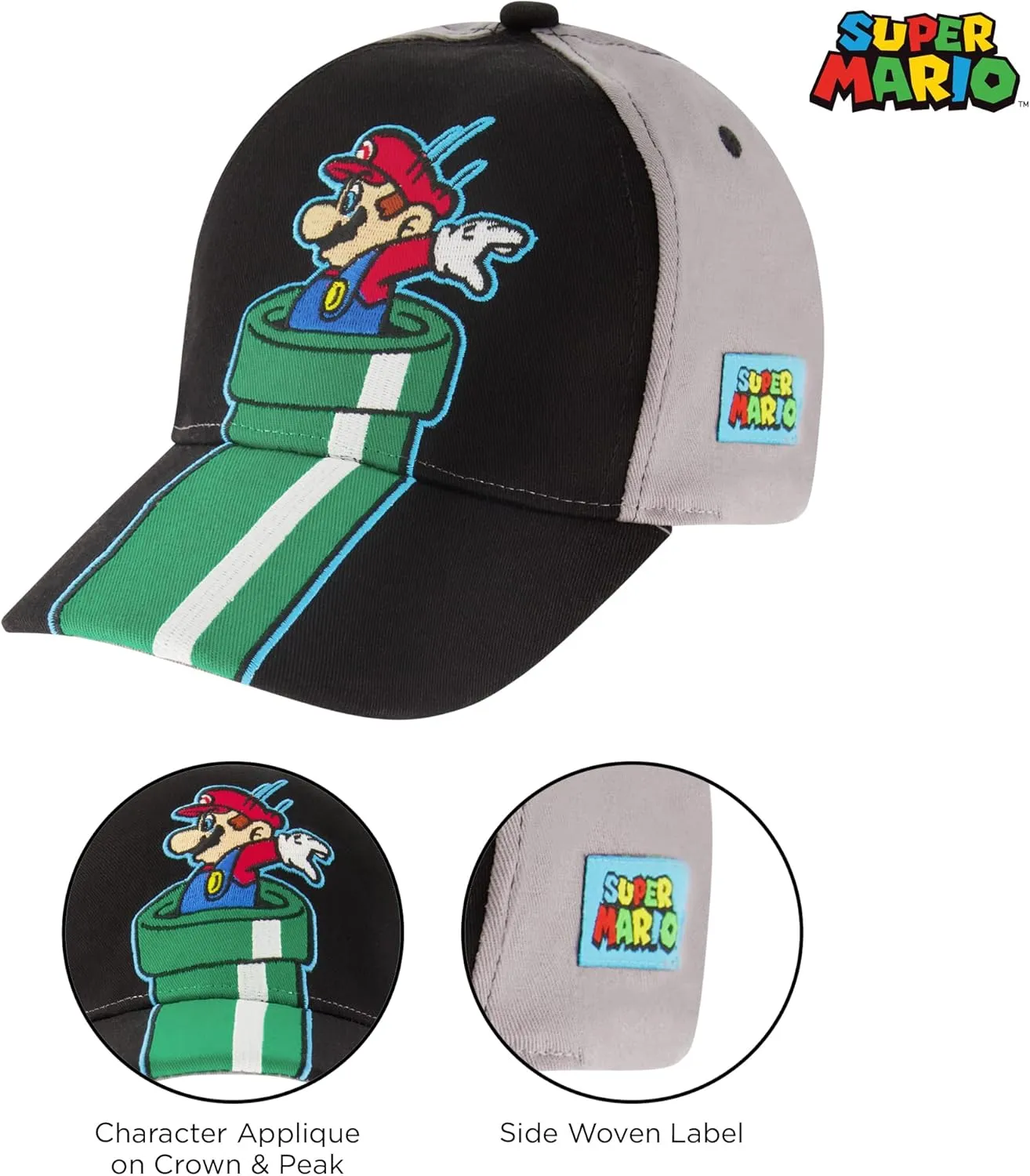 Nintendo Boys Super Mario Bros. Cotton Baseball Cap (Size 4-7)