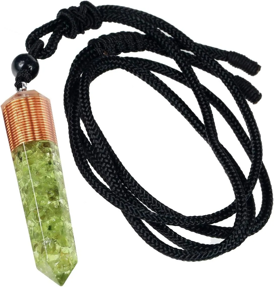 Nupuyai Orgone Healing Crystal Point Pendant Necklace for Women Men, Spiral Hexagonal Faceted Stone Pendant with Adjustable Cord 18-24 Inches