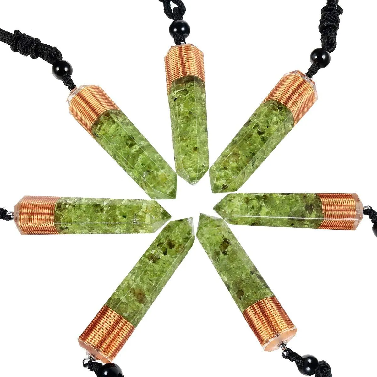 Nupuyai Orgone Healing Crystal Point Pendant Necklace for Women Men, Spiral Hexagonal Faceted Stone Pendant with Adjustable Cord 18-24 Inches