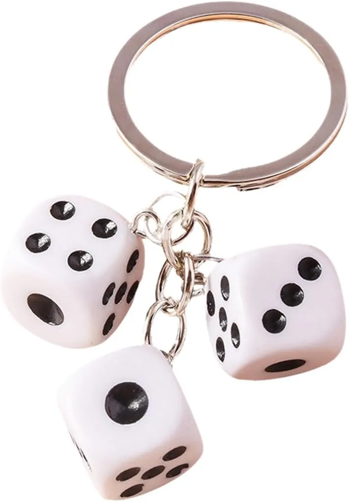ODETOJOY Dice Keychain, Cute Cartoon 3D Resin Dice Keyrings Pendant Handbag Bag Key Chain Gaming Rolling Craps Cubes