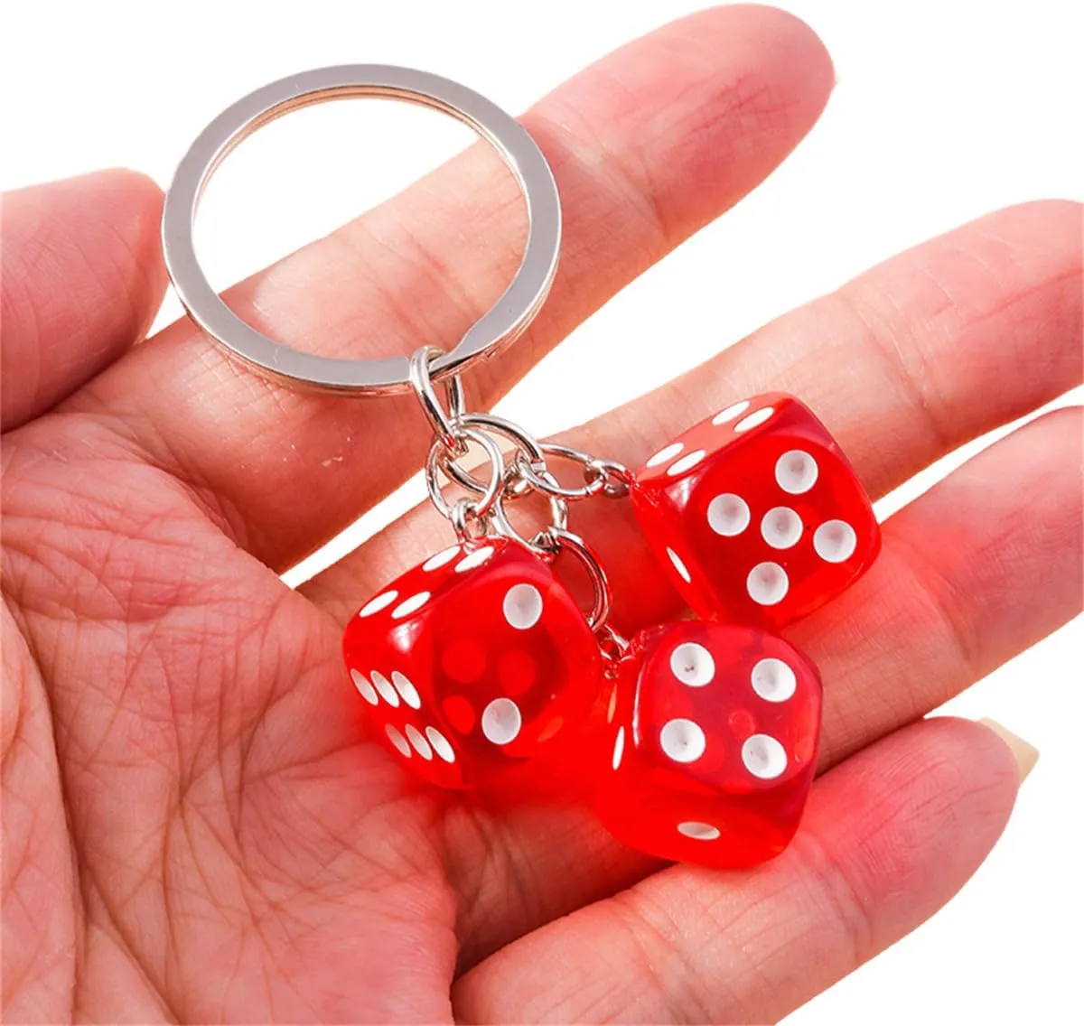 ODETOJOY Dice Keychain, Cute Cartoon 3D Resin Dice Keyrings Pendant Handbag Bag Key Chain Gaming Rolling Craps Cubes