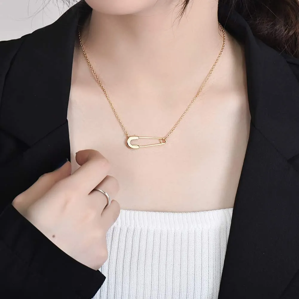 OIDIMS Safety Pin 925 Sterling Silver Choker Necklace for Women Girls Chain with Pendant Fine Finish Personalized Girls Support Symbol For Refugee Charms Teens Simple Meaningful Minimalist Jewelry