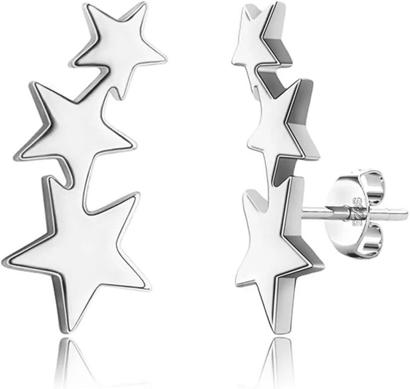 ONLYJUMP Star Stud Earrings For Women Small Star Stud Earrings Simple Star Bolt Stud Earrings Danity Stars Post Earrings Minimalist Star Shaped Stud Earrings Christmas Birthday Gifts