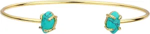Open Cuff Bracelet for Women Silver Gold Plated Gemstone Charm Turquoise Stone Rose Quartz Bracelet Adjustable Stackable Bangle Bracelets for Women Jewelry Gift