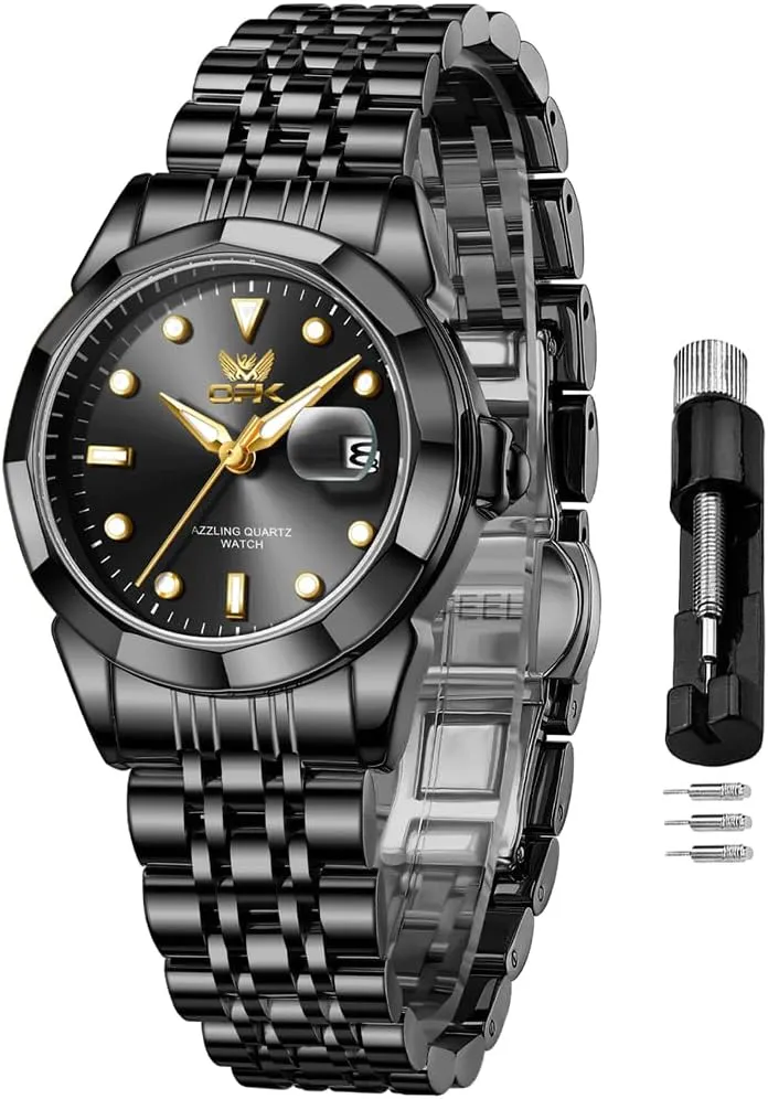 OPK Women Watch Bracelet Dress Easy to Read Stainless Steel Ladies Watches for Female Small Watch Waterproof Luminous Date Wacthes for Women