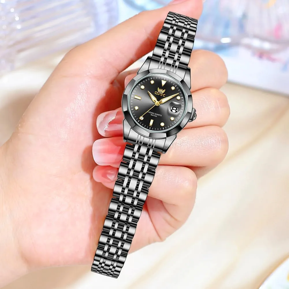 OPK Women Watch Bracelet Dress Easy to Read Stainless Steel Ladies Watches for Female Small Watch Waterproof Luminous Date Wacthes for Women