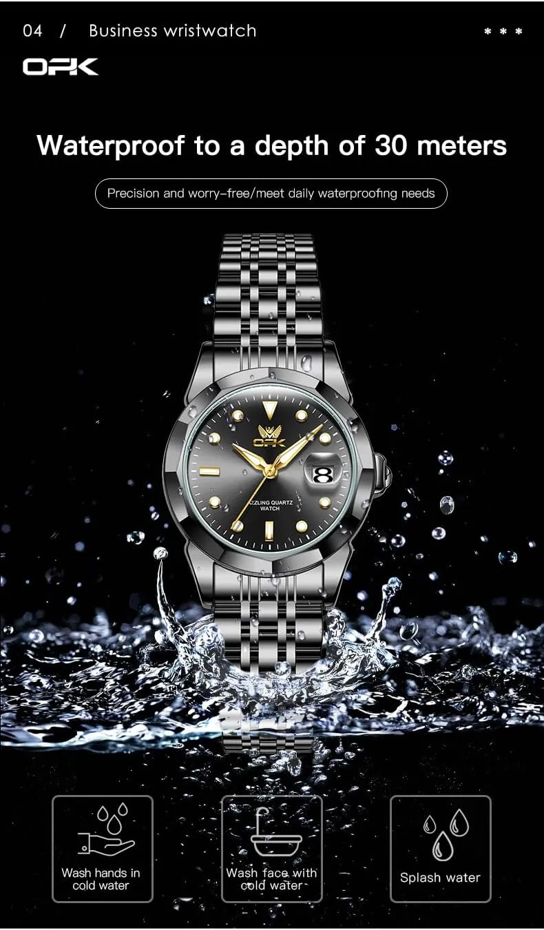 OPK Women Watch Bracelet Dress Easy to Read Stainless Steel Ladies Watches for Female Small Watch Waterproof Luminous Date Wacthes for Women