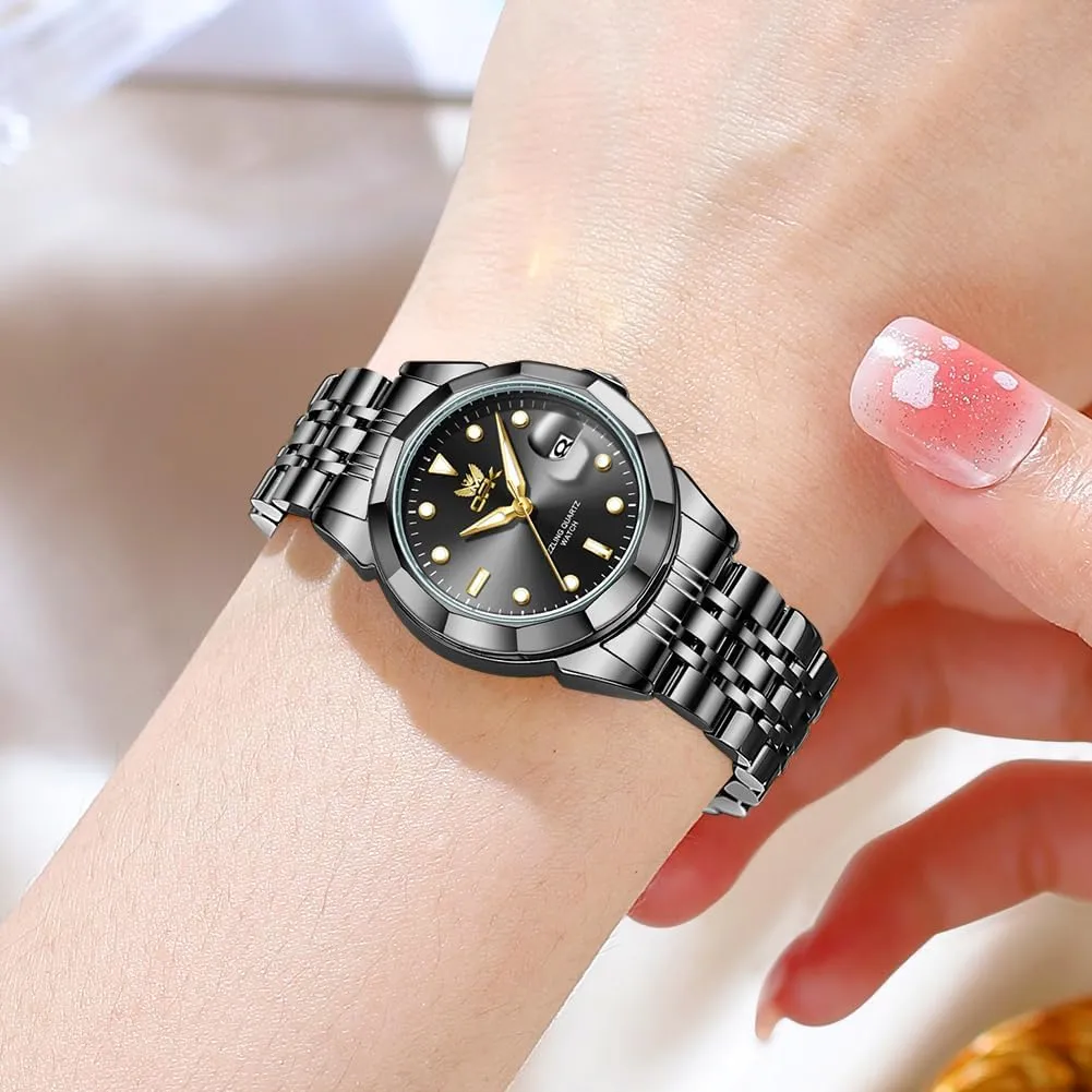 OPK Women Watch Bracelet Dress Easy to Read Stainless Steel Ladies Watches for Female Small Watch Waterproof Luminous Date Wacthes for Women