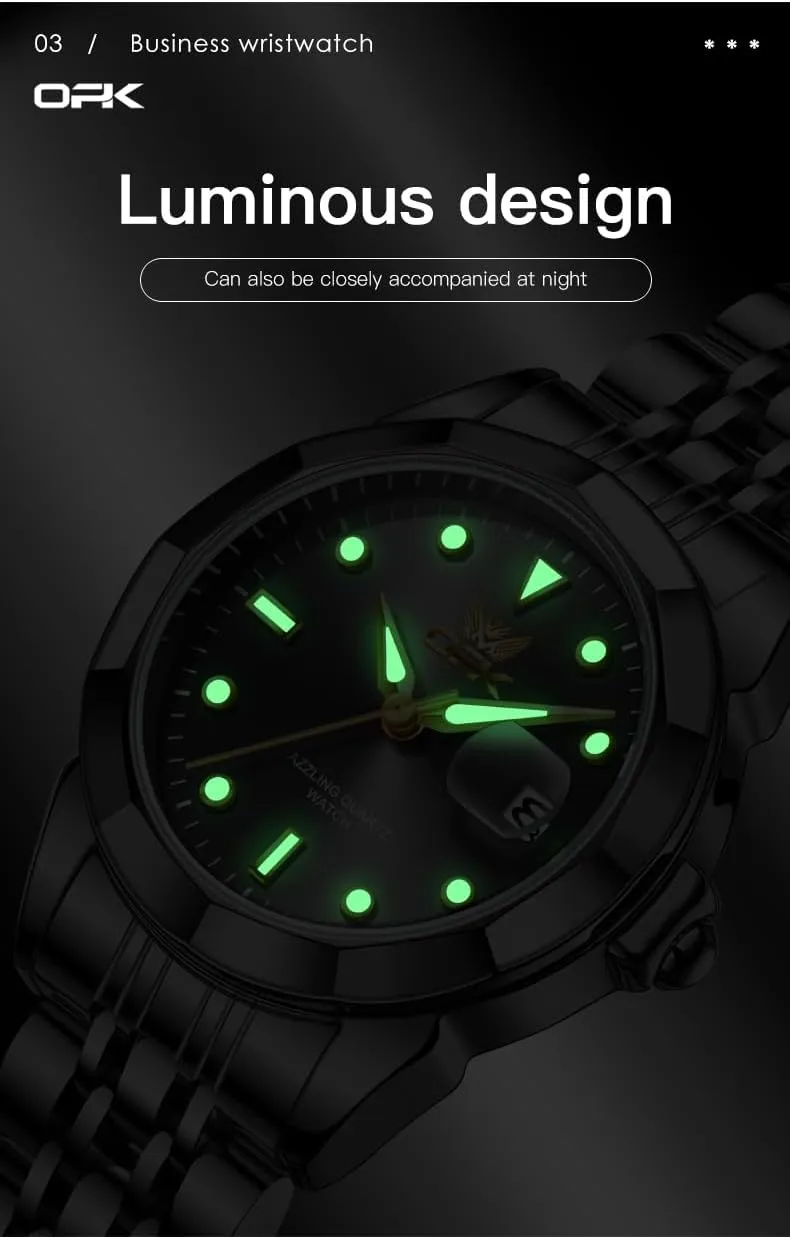 OPK Women Watch Bracelet Dress Easy to Read Stainless Steel Ladies Watches for Female Small Watch Waterproof Luminous Date Wacthes for Women