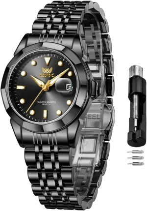 OPK Women Watch Bracelet Dress Easy to Read Stainless Steel Ladies Watches for Female Small Watch Waterproof Luminous Date Wacthes for Women