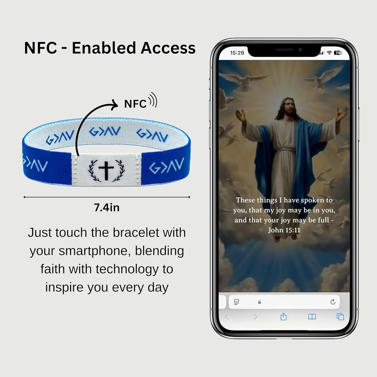 Pack of 2 Bible Verse Bracelets, Inspirational Christian Wristbands with NFC and Red String Faith Bracelet for Men and Women, First Communion Gift