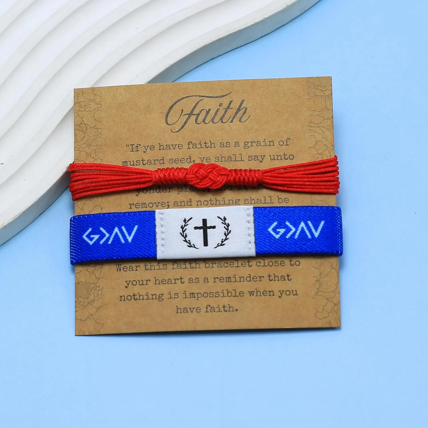 Pack of 2 Bible Verse Bracelets, Inspirational Christian Wristbands with NFC and Red String Faith Bracelet for Men and Women, First Communion Gift