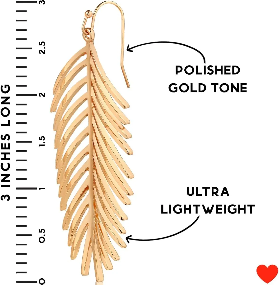 Palm Leaf Earrings for Women - Boho Tropical Dangle Earrings in Gold, Rose Gold, or Silver Tone
