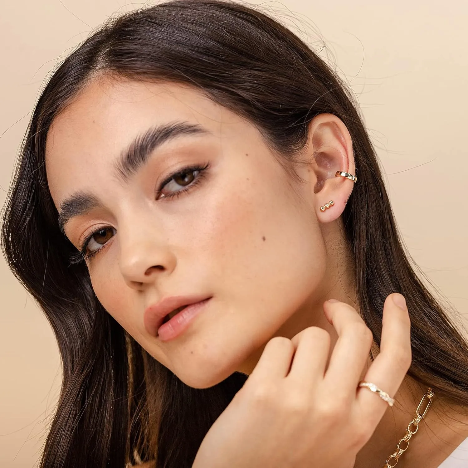 PAVOI 14K Gold Plated 925 Sterling Silver Round Huggie Ear Cuff Gold Earrings for Women | Clip On Cartilage Cuff Earrings