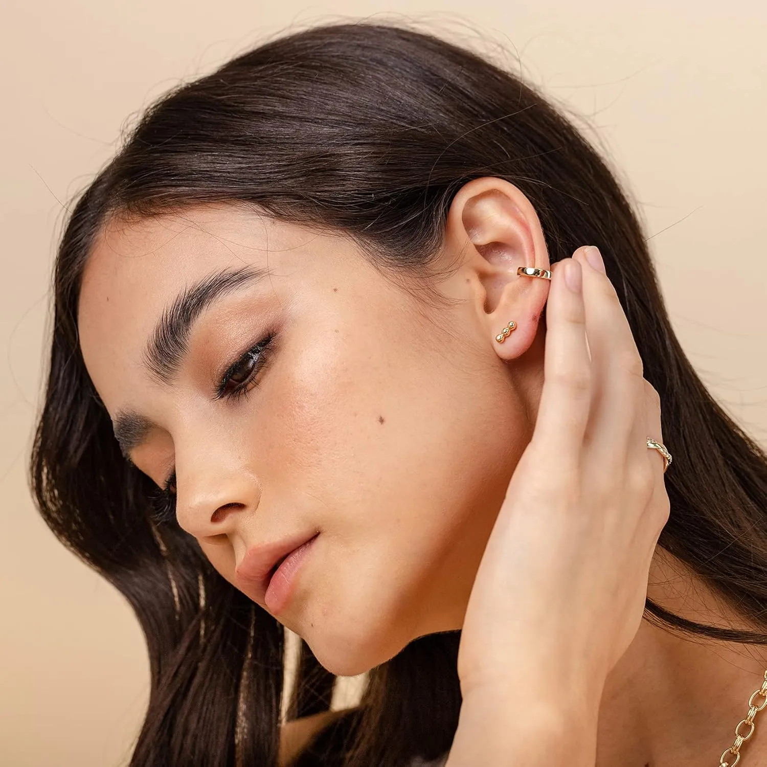 PAVOI 14K Gold Plated 925 Sterling Silver Round Huggie Ear Cuff Gold Earrings for Women | Clip On Cartilage Cuff Earrings
