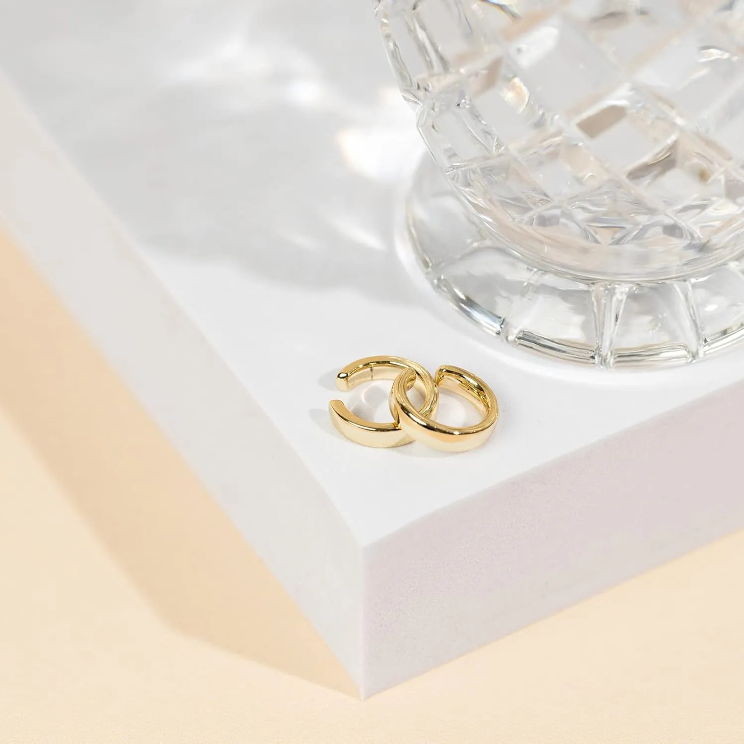 PAVOI 14K Gold Plated 925 Sterling Silver Round Huggie Ear Cuff Gold Earrings for Women | Clip On Cartilage Cuff Earrings