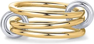 PAVOI 14K Gold Plated Interlocked Stackable Rings for Women - Statement Mixed Metals Multi Ring Stack - Two-Toned Stacking Bands