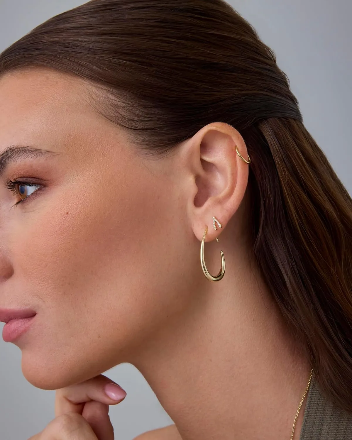 PAVOI 14K Gold Plated Titanium Clicker Hoop Earrings for Women Men | Hinged Huggie Earring | Cartilage Helix Nose Ring Tragus Rook Septum Piercing Jewelry 16-18-20 Gauges