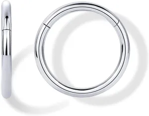 PAVOI 14K Gold Plated Titanium Clicker Hoop Earrings for Women Men | Hinged Huggie Earring | Cartilage Helix Nose Ring Tragus Rook Septum Piercing Jewelry 16-18-20 Gauges