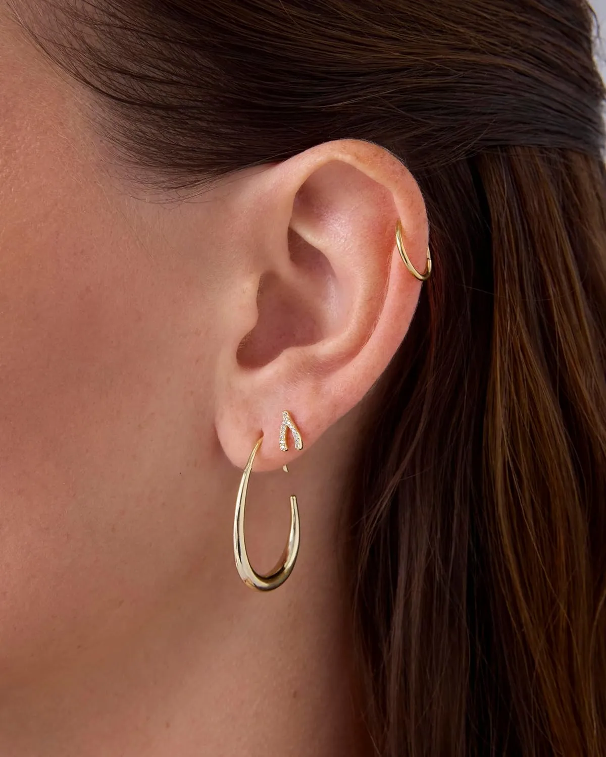 PAVOI 14K Gold Plated Titanium Clicker Hoop Earrings for Women Men | Hinged Huggie Earring | Cartilage Helix Nose Ring Tragus Rook Septum Piercing Jewelry 16-18-20 Gauges