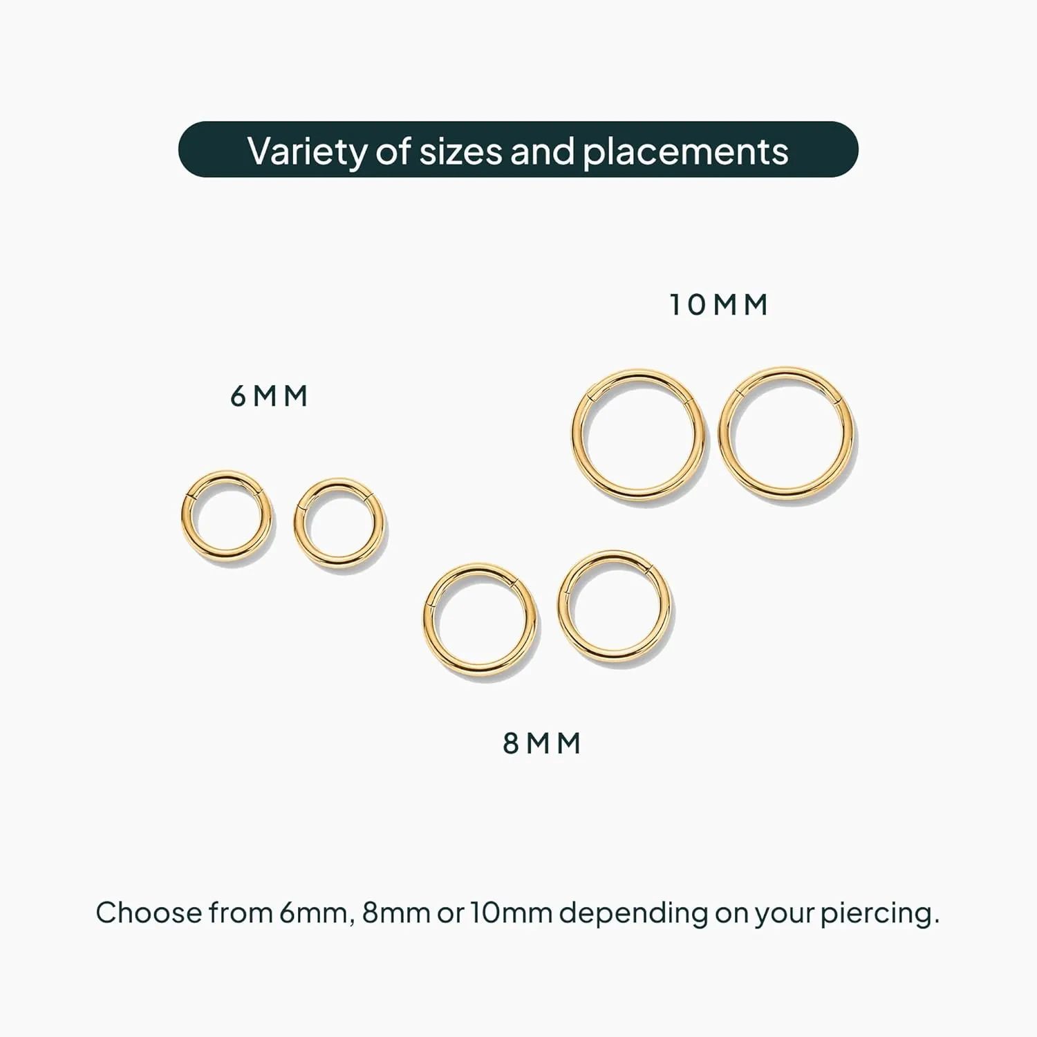 PAVOI 14K Gold Plated Titanium Clicker Hoop Earrings for Women Men | Hinged Huggie Earring | Cartilage Helix Nose Ring Tragus Rook Septum Piercing Jewelry 16-18-20 Gauges