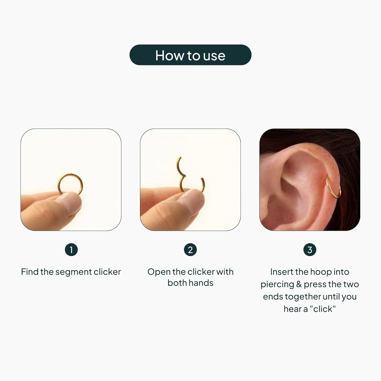 PAVOI 14K Gold Plated Titanium Clicker Hoop Earrings for Women Men | Hinged Huggie Earring | Cartilage Helix Nose Ring Tragus Rook Septum Piercing Jewelry 16-18-20 Gauges