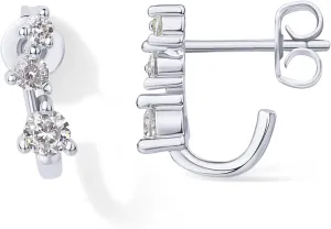 PAVOI 18K Gold Plated Sterling Silver Posts Cubic Zirconia Half Huggie Earrings | Small Hoop Earrings for Women | Constellation Baguette CZ Dainty Stud Cuff Earring