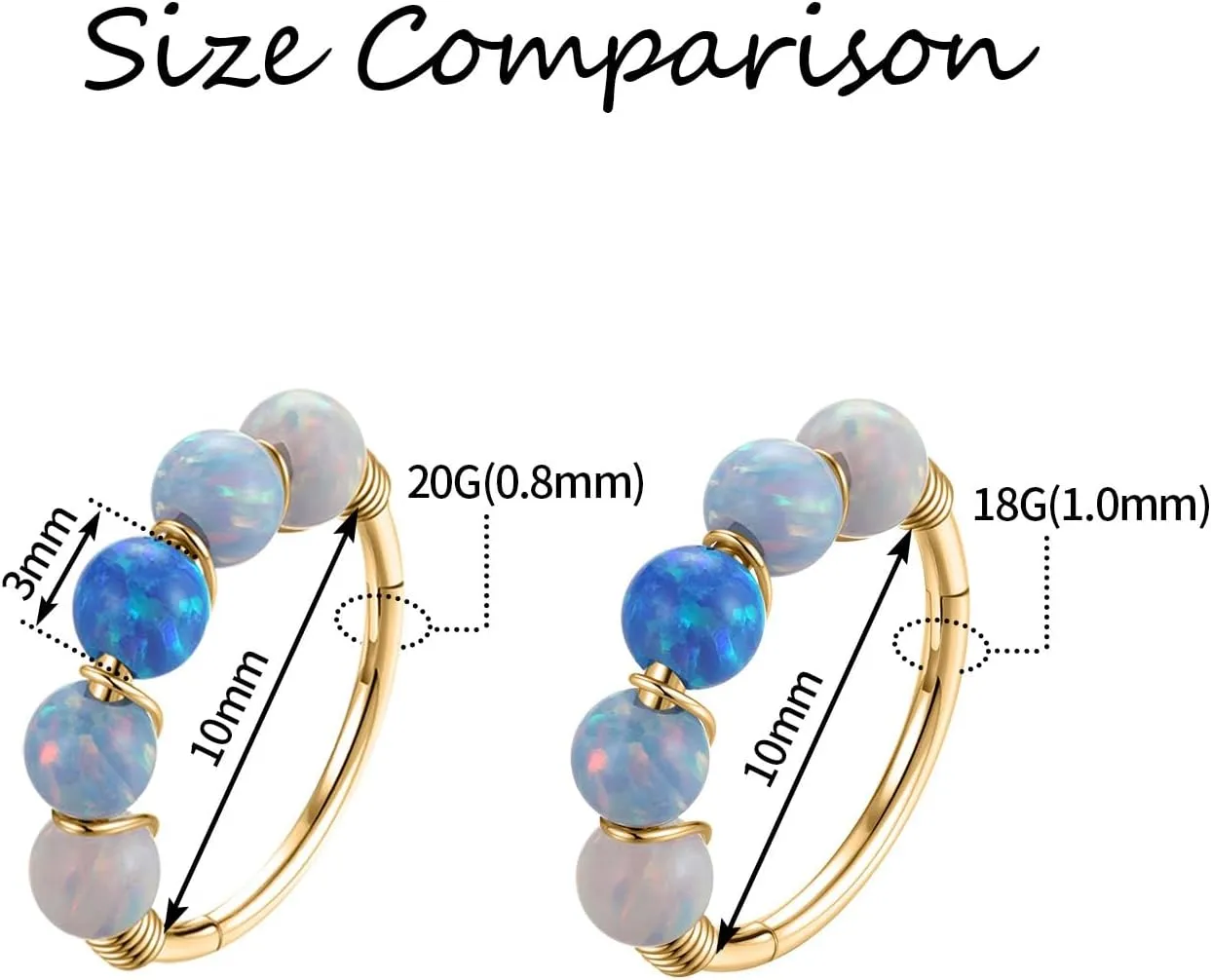 PEAKLINK 316L Surgical Steel Opal Nose Ring Septum Jewelry Tragus Rook Daith Piercing Jewelry Cartilage Helix Conch Hoop Earring