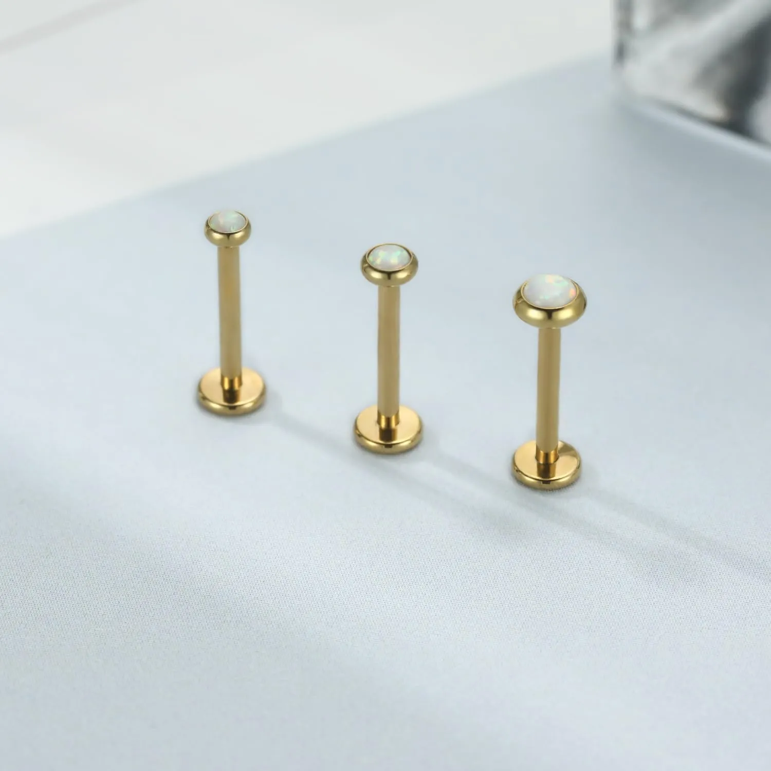 PEAKLINK 3PCS Opal Labret Studs 16G Lip Rings G23 Titanium Tragus Conch Earring Internally Threaded Labret Jewelry Cartilage Helix Piercing Medusa Medusa Jewelry 6/8/10mm
