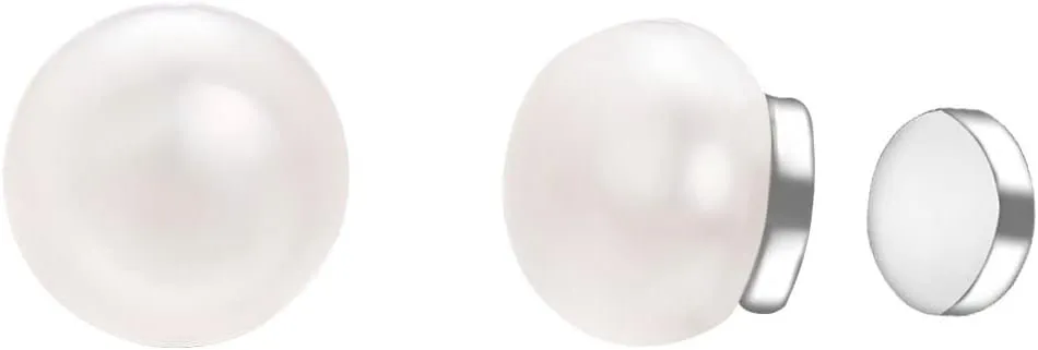 Pearl Magnetic Earrings for Women 8mm Magnet Pearl Stud Earring for Women, Non-Piercing Clip On Wedding Bridal Jewellery