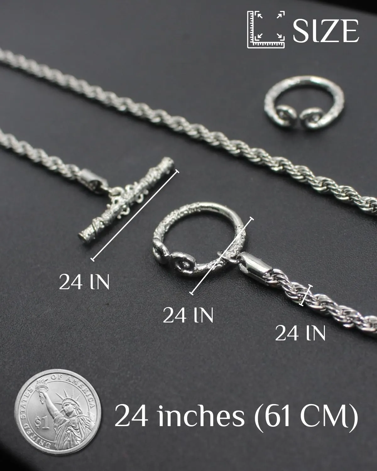 PEARLY JUN Wukong OT Buckle Chain Necklace For Men Women Silver Stainless Steel Cuban Chain Chunky Thick Hippie Hip Hop Kpop Punk Clasp Birthday Christmas Jewelry Gift For Him Her
