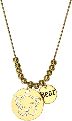 Personalized Dog Pattern Name Necklace, Custom Pet Pendant Jewelry with Engraved Dog Name Personalized Necklace for Animal Lover or Unique Gift for Pet Parent