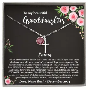 Personalized Gifts for Granddaughter, Cross Necklace with Meaningful Message, 925 Sterling Silver or 14K Gold Filled