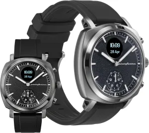 pininfarina Senso Sport Hybrid Smartwatch - Analogue Watch with FKM Strap, Digital Display, & Fitness Tracker for Steps, Calories, & Sleep - Compass & GPS Tracking - Slate Grey