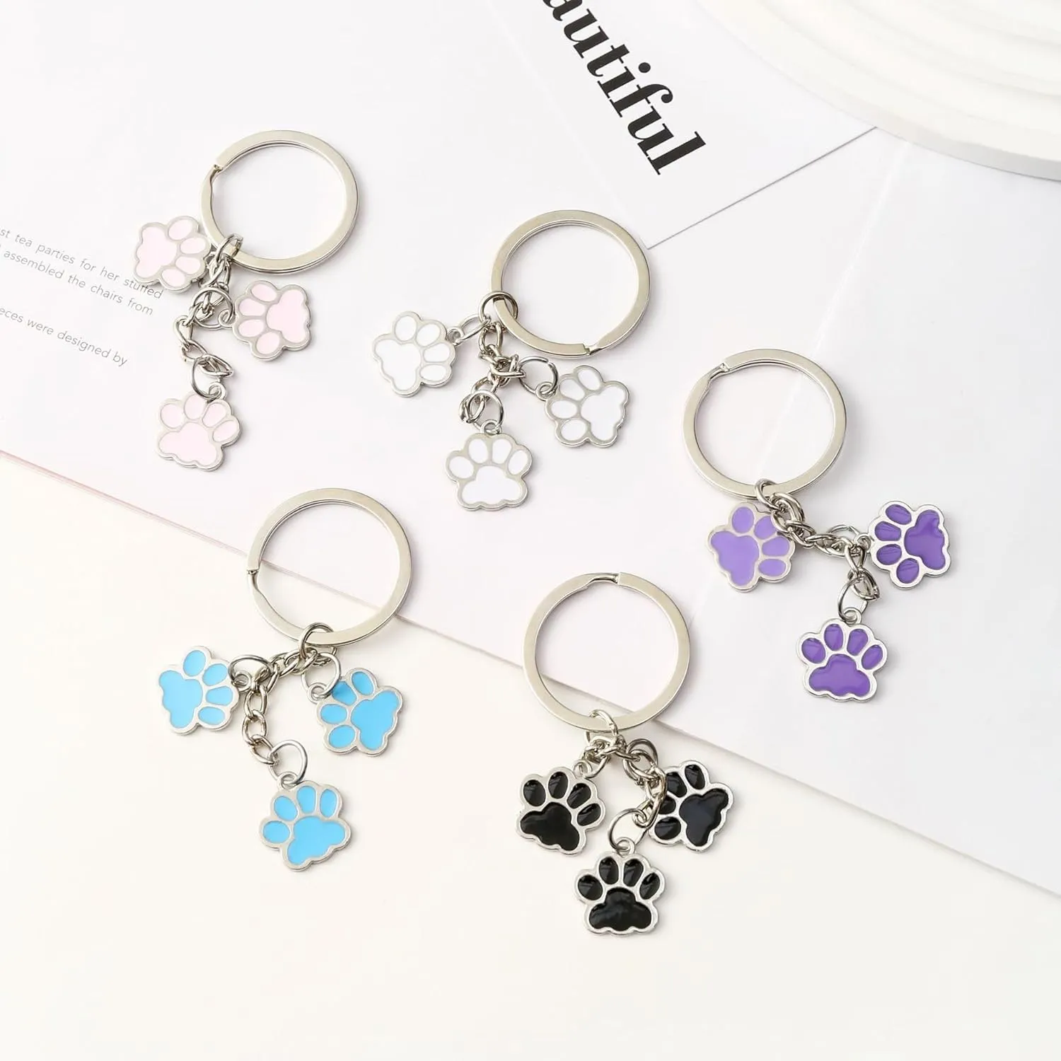 POYAMUSE Cute Paw Print Keychain - Dog Claw Charms Keyring Gifts for Dog Lovers