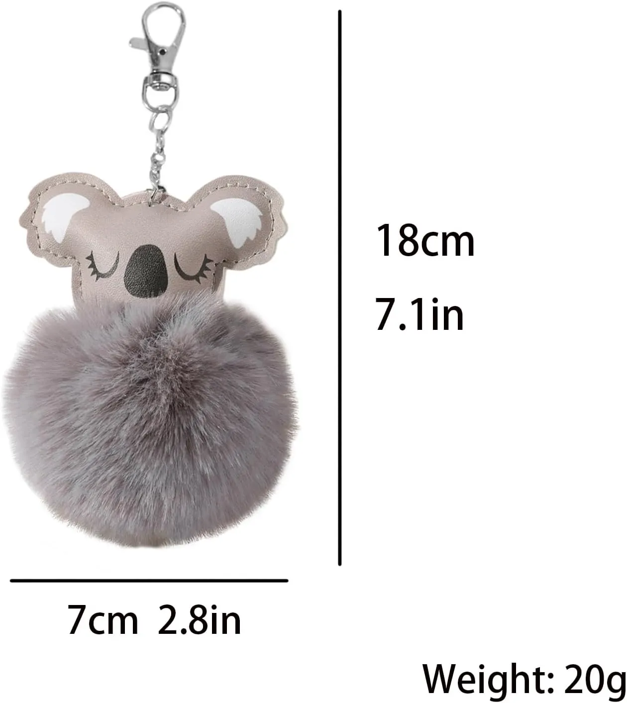 POYAMUSE Furry Koala and Pompom Ball Keychain - Cute Animal Themed Keyring for Women and Girls