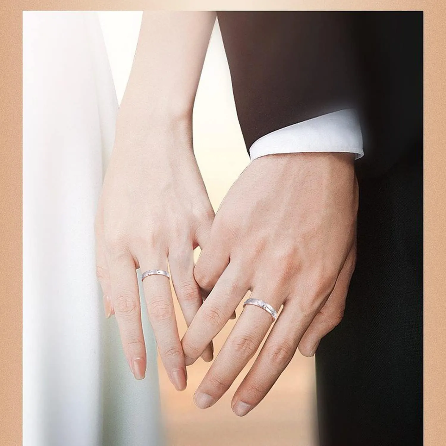 Promise Rings for Couples Sterling Silver Matching Rings for Women Adjustable Sun/Moon/Star/Heart Him and Her Rings Carved I LOVE YOU Couples Jewelry Gift for Men Women